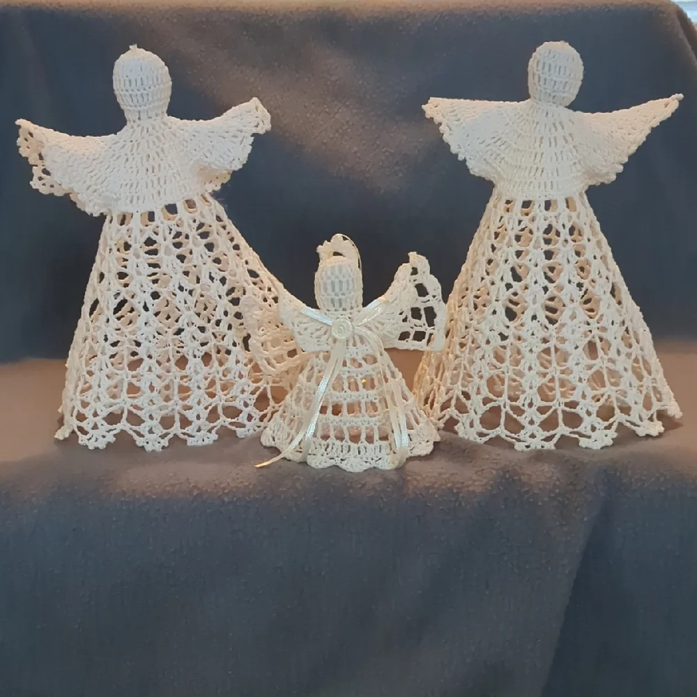 Crocheted Christmas Angels. Set Of 3